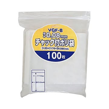(まとめ) ジャパックス チャック付ポリ袋 ヨコ120×タテ170×厚み0.08mm VGF-8 1パック(100枚)  【×30セット】