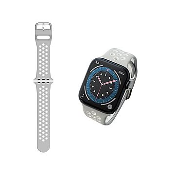 エレコム Apple Watchアップルウォッチ用 シリコンバンド 45mm 44mm 42mm 軽量 スポーツ 通気穴付 グレー×ホワイト AW-44BDSCNGY 【Apple Watch別売】