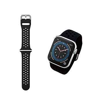エレコム Apple Watch(アップルウォッチ)用 シリコンバンド 41mm 40mm 38mm 軽量 スポーツ 通気穴付 ブラック AW-40BDSCNBK 【Apple Watch別売】
