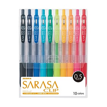 (まとめ) ゼブラ ゲルインクボールペン サラサクリップ 0.5mm 10色(各色1本) JJ15-10CA 1パック 【×10セット】