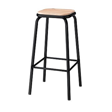 シンプルハイスツール バーチェア 天然木製 ブラック 座面高さ73cm PC-67BK