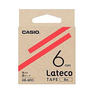 （まとめ）カシオ ラテコ 詰替用テープ6mm×8m 赤/黒文字 XB-6RD 1個【×20セット】