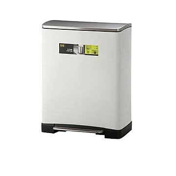 キューブステップビン ダストボックス 28L＋18L ホワイト ステンレススチール 音軽減 完成品