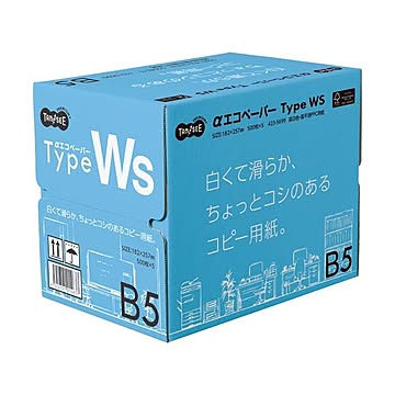 (まとめ) TANOSEE αエコペーパータイプWS 白くて滑らか、ちょっとコシのあるコピー用紙。 B5 1箱(2500枚:500枚×5冊) 【×5セット】