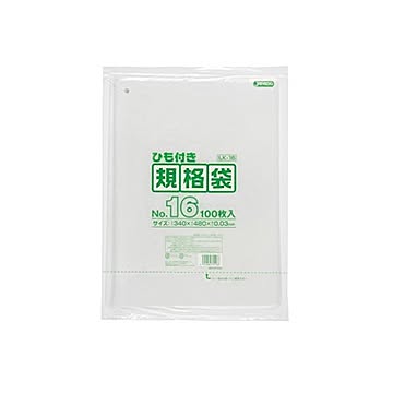 規格袋ひも付 16号100枚入03LLD透明 LK16 （15袋×5ケース）合計75袋セット 38-473