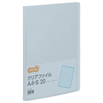（まとめ） TANOSEE クリアファイル A4タテ 20ポケット 背幅14mm ブルー 1冊 【×40セット】