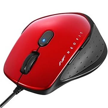 バッファロー（サプライ） 有線 BlueLED 5ボタン NEOFITマウス Mサイズ レッド BSMBU510MRD