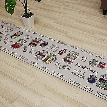 九装 キッチンマット 約45×180cm 汚れに強い 台所用 塩化ビニル 花柄 グラス