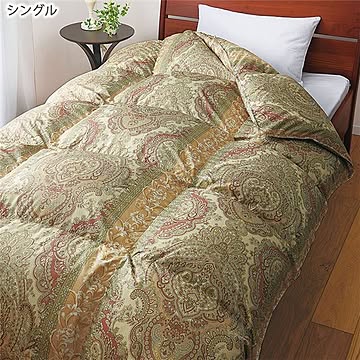 特選羽毛 掛け布団/寝具 【シングル 約150×210cm オーナメントブラウン】 ホワイトダックダウン フェザー 〔ベッドルーム〕