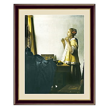 アート 額絵 真珠のネックレスを持つ少女 フェルメール 本紙サイズ F4(約31x23cm) 額サイズ 42x34cm 三幸