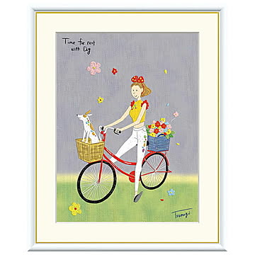 額絵 サイクリング 山田つむぎ 42x34cm 三幸