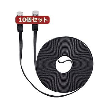 10個セット LANケーブル フラット CAT6 15m 黒 AS-CAPC009X10