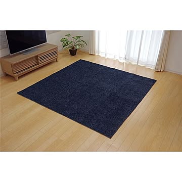 ラグ カーペット 1.5畳 洗える タフト風 『ノベル』 ブルー 約130×185cm 裏:すべりにくい加工 （ホットカーペット対応）