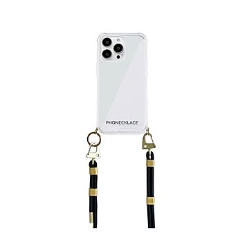 PHONECKLACE クロスボディストラップ付きクリアケース for iPhone 13 Pro Black PN21609i13PBK