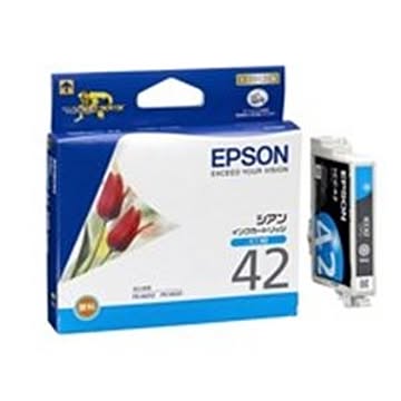 （まとめ買い）エプソン EPSON インクカートリッジ ICC42 シアン ×4セット