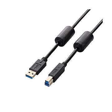 【5個セット】エレコム USB3.0ケーブル/A-Bタイプ/フェライトコア/2m/ブラック USB3-BF20BKX5