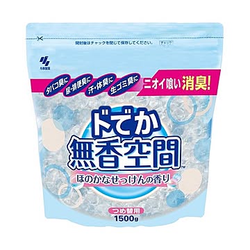 （まとめ）小林製薬 ドでか無香空間ほのかなせっけんの香り つめ替用 1500g 1個【×5セット】