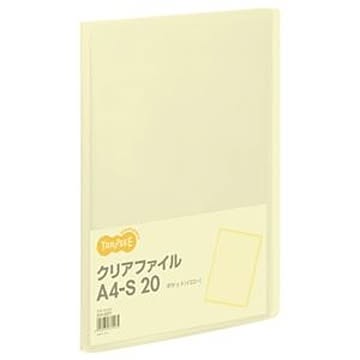 （まとめ） TANOSEE クリアファイル A4タテ 20ポケット 背幅14mm イエロー 1冊 【×40セット】
