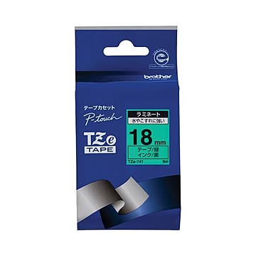 (まとめ) ブラザー BROTHER ピータッチ TZeテープ ラミネートテープ 18mm 緑／黒文字 TZE-741 1個 【×10セット】