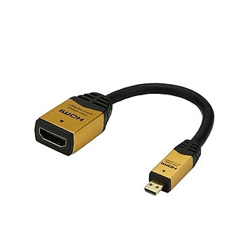 （まとめ）HORIC HDMI-HDMI MICRO変換アダプタ 7cm ゴールド HDM07-330ADG×5セット