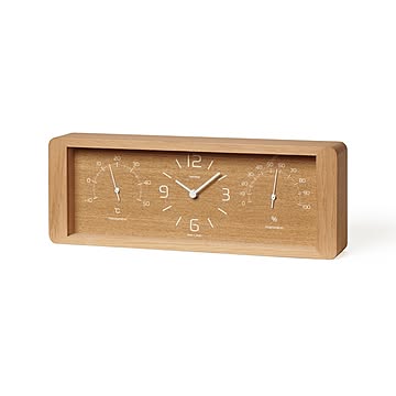 Lemnos レムノス DESIGN OBJECTS Yokan LC11-06  置時計 置き時計 テーブルクロック 温湿度計 温度計 湿度計 天然木