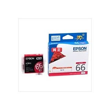 (業務用4セット) EPSON エプソン インクカートリッジ 純正 【ICR66】 レッド(赤)