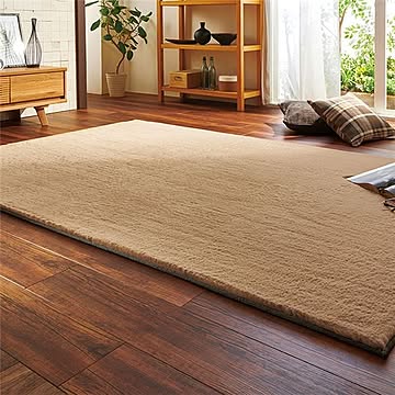 ラビットファータッチ ラグマット 230×230cm ブラウン ポリエステル裏面不織布