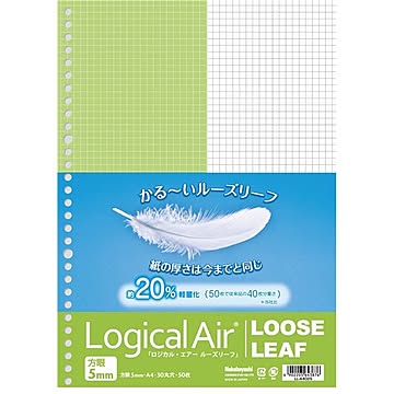 (まとめ) ナカバヤシ A402ロジカルエアー (軽量ルーズリーフ) A4 方眼5mm 50枚 LL-A402S 【×10セット】