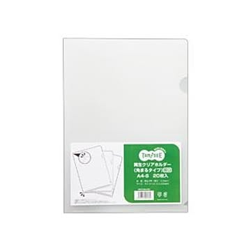 （まとめ） TANOSEE 再生クリアホルダー（角まる） A4 厚さ0.3mm クリア 1パック（20枚） 【×5セット】