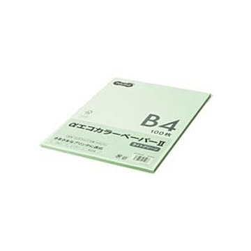 (まとめ) TANOSEE αエコカラーペーパーII B4 ライトグリーン 少枚数パック 1冊（100枚） 【×10セット】