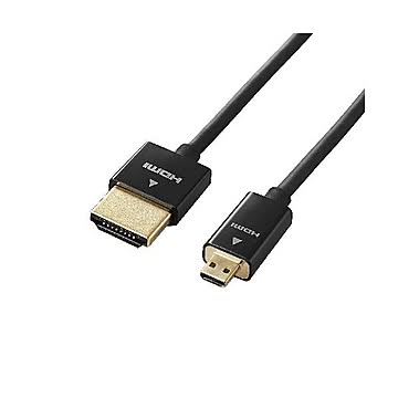 (まとめ)エレコム イーサネット対応スーパースリムHDMIケーブル(A-D) DH-HD14SSU15BK×2セット