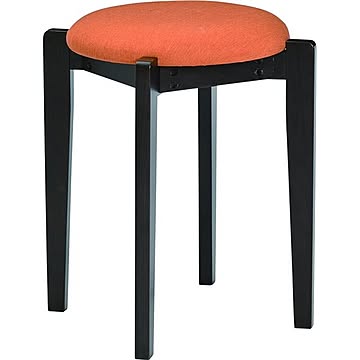 スタッキングスツール ブラック×オレンジ 幅40.5×奥行40.5×高さ46.5cm 円形 木製 完成品