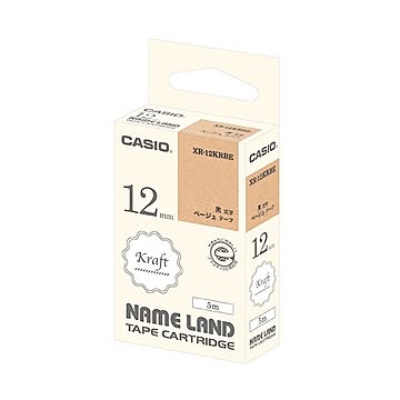 まとめカシオ NAME LANDクラフトテープ 12mm ベージュ/黒文字 XR-12KRBE 1個×10セット