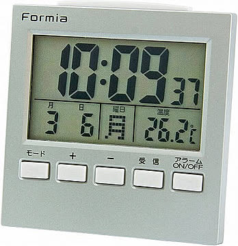 FORMIA 目覚まし時計 電波時計 デジタル シルバー HT-004 管理No. 4547493059963