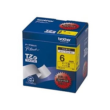 TZeテープ（ラミネートテープ） ピータッチ専用テープ（バリューパック） 黄（黒文字） 6mm 5個入
