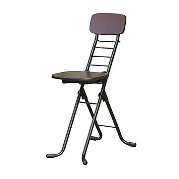 リリィチェアM 折りたたみ椅子 2脚セット ダークブラウン×ブラック 幅35cm 高さ6段調節