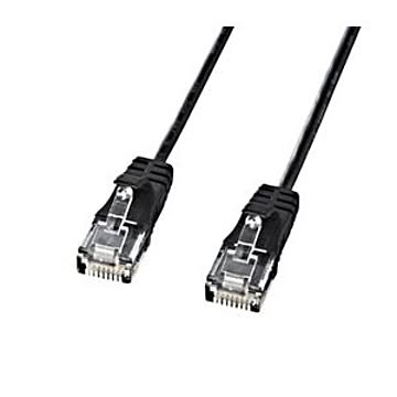 (まとめ)サンワサプライ カテゴリ6準拠極細LANケーブル (ブラック、5m) KB-SL6-05BK【×5セット】