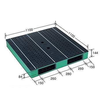 岐阜プラスチック工業 カラープラスチックパレット HB-R2・1111SC ブラック／グリーン 両面使用 1100×1100mm 自動倉庫対応【代引不可】