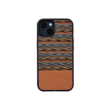ikins 天然木ケース for iPhone 13 Browny Check I21229i13