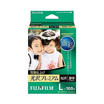 (まとめ) 富士フィルム FUJI 画彩 写真仕上げ 光沢プレミアム 厚手 L判 WPL100PRM 1冊(100枚)  【×10セット】