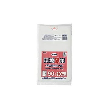 （まとめ）ジャパックス 環境袋策 再生ポリ袋 半透明 90L LR94 10枚【×50セット】