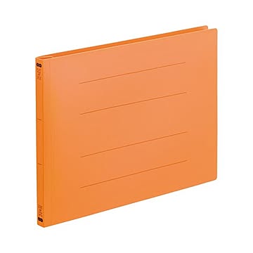 (まとめ) TANOSEE フラットファイル（再生PP） A4ヨコ 150枚収容 背幅18mm オレンジ 1パック（5冊）  【×10セット】