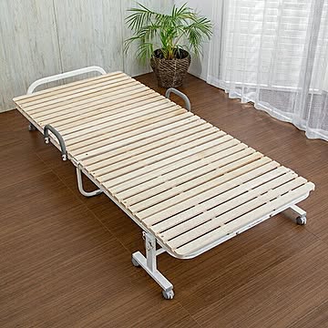 ベッド すのこベッド シングル 折りたたみベッド 天然木 すのこ折りたたみベッド キャスター付き 天然桐 通気性 防湿性 コンパクト収納 湿気対策