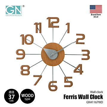 GEORGE NELSON CLOCK ジョージネルソンクロック Ferris Wall Clock WOOD フェリスウォールクロック ウッド GN41167WD / 掛時計 掛け時計 壁掛け時計