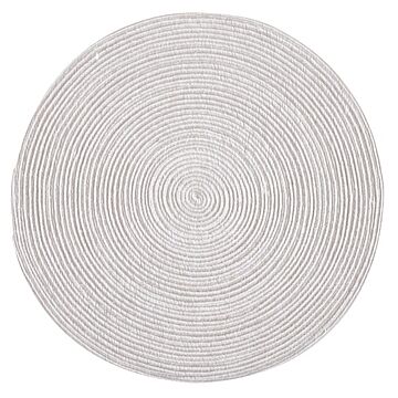 ブレイド インド綿 ラグマット 円形 直径約90cm グレー＆ホワイト 綿100％ 床暖房可