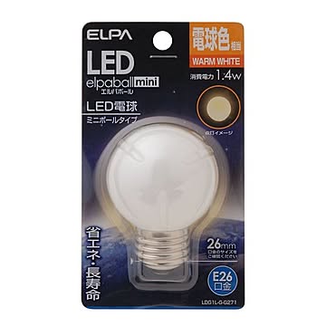 （まとめ） ELPA LED装飾電球 ミニボール球形 E26 G50 電球色 LDG1L-G-G271 【×10セット】