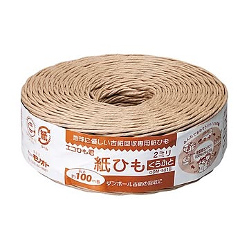 (まとめ) モリオト 紙ひも エコひも君 くらふと2-100 2mm×100m 茶 1巻  【×30セット】