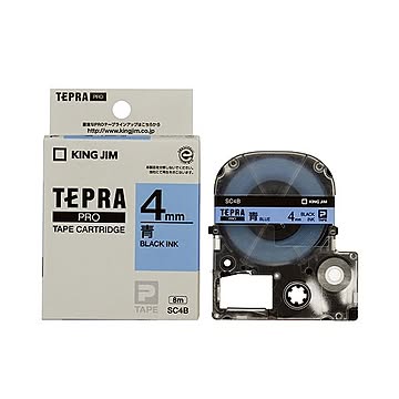 （まとめ） キングジム テプラ PRO テープカートリッジ パステル 4mm 青／黒文字 SC4B 1個 【×5セット】