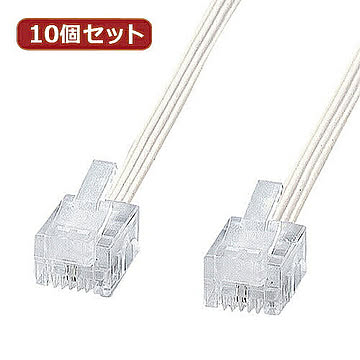 10個セット サンワサプライ やわらかスリムケーブル(白) TEL-S2-3N2 TEL-S2-3N2X10 管理No. 4589452977802