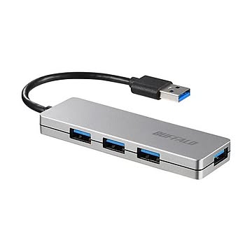 （まとめ）バッファロー USB3.0バスパワーハブ 4ポート シルバー BSH4U120U3SV 1個【×2セット】